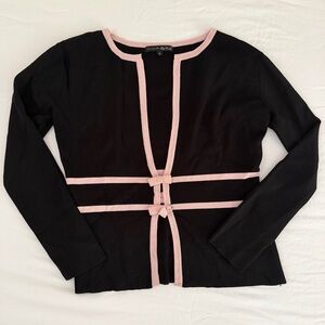 Pierri New York Black Sweater with Pink Edging